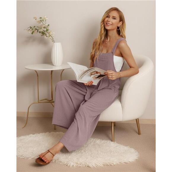 Women's Jumpsuits Boho Wide Leg Overalls Dusty Pink